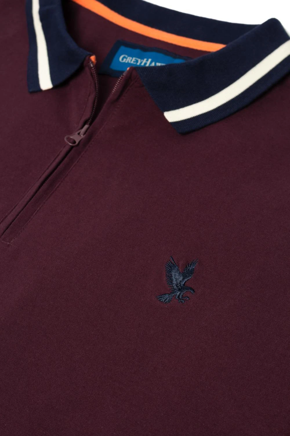 Grey Hawk Long Sleeve Zip Neck Polo Shirt - Wine 5 Grey Hawk Long Sleeve Zip Neck Polo Shirt - Wine - Image 3