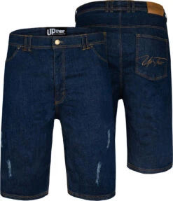 Uptheir Vigo TALL Distressed Denim Shorts - Dark Blue Wash