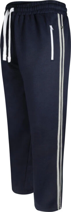 Kam Open Hem Stripe Joggers - Navy