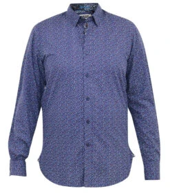 Duke D555 Valence Long Sleeve Patterened Shirt - Navy -Famous Menswear Store tumbnail 202f1002 8579 43a4 8060 67ac9d3662fd