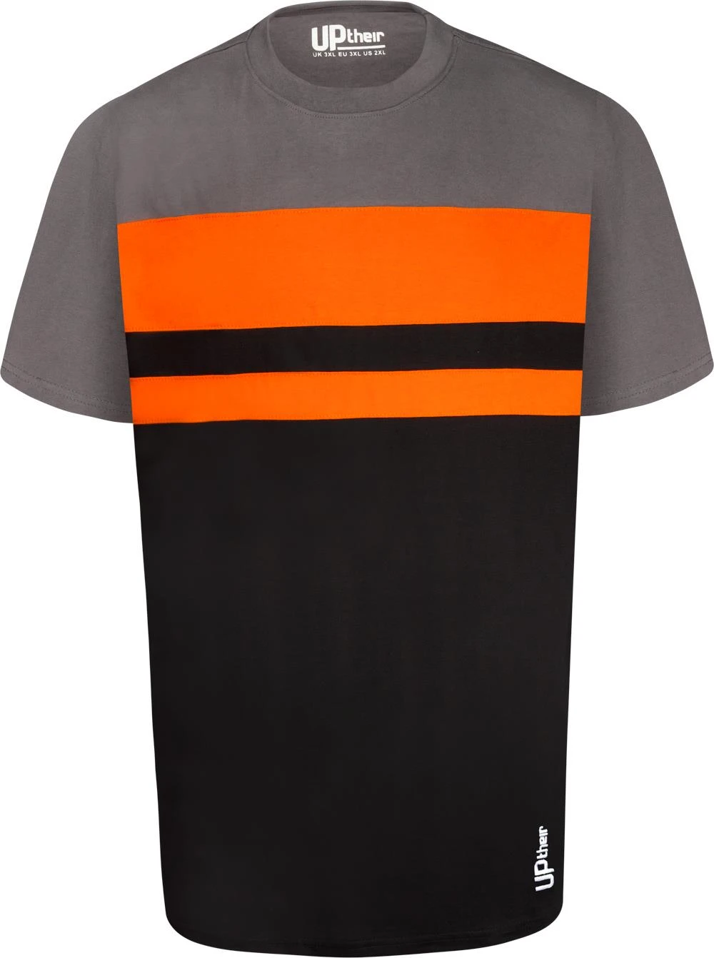 Uptheir Hexagon Cut And Sew Colour Block T-Shirt - Orange 4 Uptheir Hexagon Cut And Sew Colour Block T-Shirt - Orange - Image 2