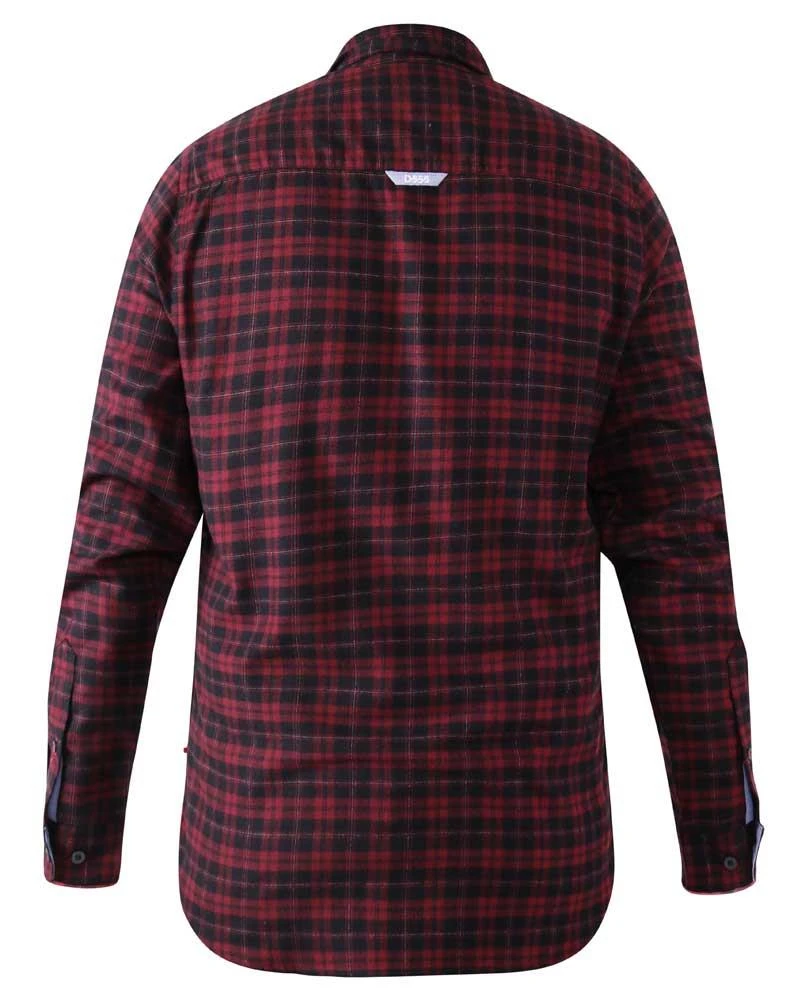 Duke D555 Holton TALL Casual Long Sleeve Check Shirt - Maroon 3 Duke D555 Holton TALL Casual Long Sleeve Check Shirt - Maroon