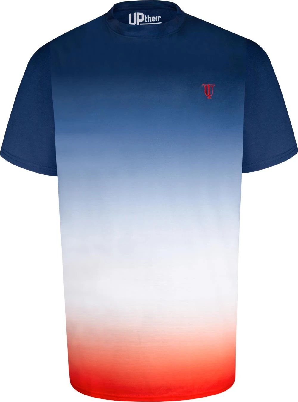 Uptheir Vibe One Fade Effect Crew Neck T-Shirt - Navy Red 4 Uptheir Vibe One Fade Effect Crew Neck T-Shirt - Navy Red - Image 2