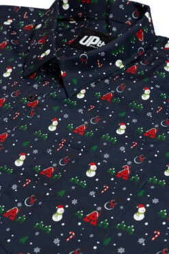 Uptheir Shire All Over Christmas Print Shirt - Navy -Famous Menswear Store tumbnail 2aff531a 88c5 49d6 a9f5 c47f2756555d