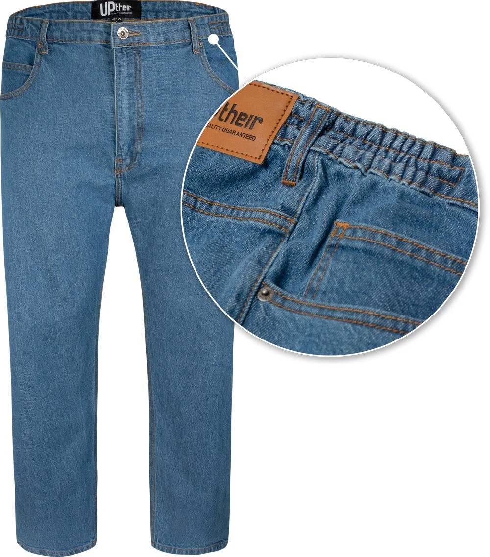 Uptheir Powerful Elasticated Waistband Jeans - Stone Wash 3 Uptheir Powerful Elasticated Waistband Jeans - Stone Wash