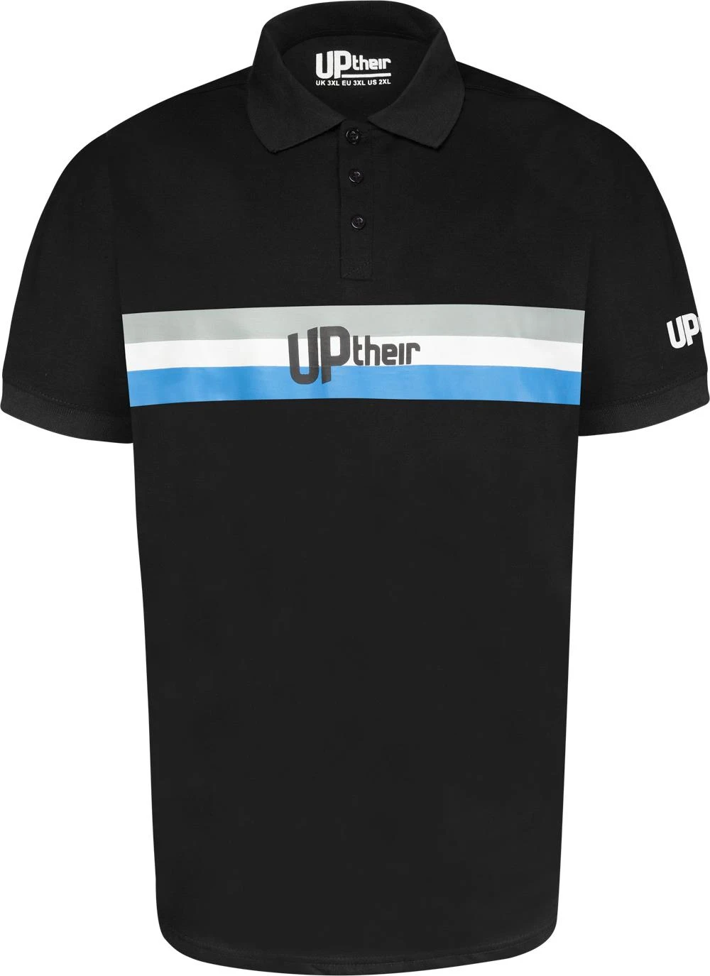 Uptheir Fully Logo Stripe Polo Shirt - Black 4 Uptheir Fully Logo Stripe Polo Shirt - Black - Image 2