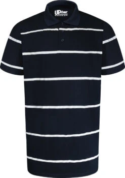 Uptheir Fennel TALL Fine Striped Polo Shirt - Navy