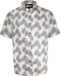 Uptheir Enfield Leaf Print SS Shirt - Antique White