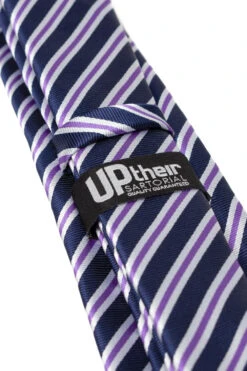Uptheir All Over Diagonal Striped Extra Long Tie - Navy Lilac -Famous Menswear Store tumbnail 3488db57 e6b2 4980 906e 4243e37b9dcc