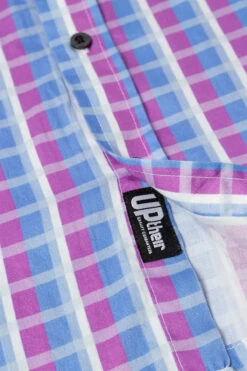 Uptheir Holmes Short Sleeve Checked Shirt - Purple -Famous Menswear Store tumbnail 3500495f e819 43cb b027 60d334e4928c