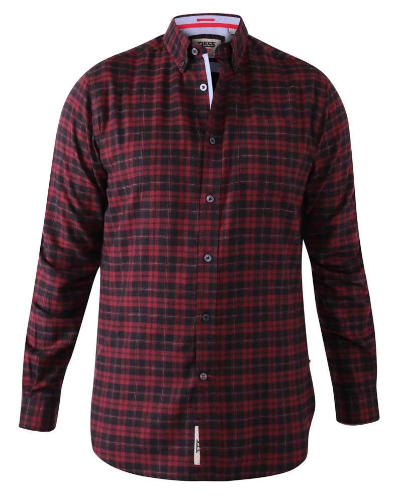 Duke D555 Holton TALL Casual Long Sleeve Check Shirt - Maroon 4 Duke D555 Holton TALL Casual Long Sleeve Check Shirt - Maroon - Image 2