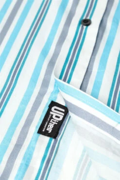 Uptheir Bowland Candy Striped SS Linen Blend Shirt - Blue -Famous Menswear Store tumbnail 38463697 70d4 4c61 8757 7f52d2be7ab4