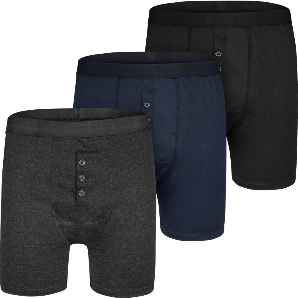 Uptheir Essentials Button Fly 3 Pack Boxer Shorts - Assorted 4 Uptheir Essentials Button Fly 3 Pack Boxer Shorts - Assorted - Image 2