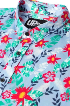 Uptheir Ely Tropical Floral Print SS Shirt - Light Blue -Famous Menswear Store tumbnail 3dc96ce7 7bf4 448d ba04 a269429e5cbb