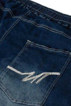 Uptheir Thrand TALL Elasticated Waist Denim Shorts -Dk Blue -Famous Menswear Store tumbnail 3df5fad7 d925 41bd a3d1 6a7d0ea21848