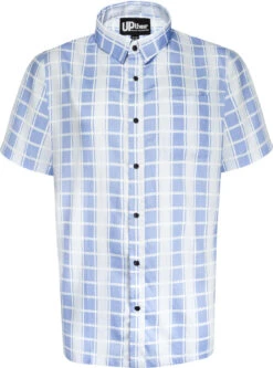 Uptheir Tarpourley SS Pocket Checked Shirt - Blue