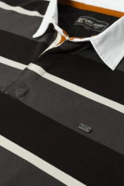 Kam Short Sleeved Striped Rugby Polo Shirt - Charcoal -Famous Menswear Store tumbnail 4ef05968 6185 414f 8a1e 3ca78658ded1
