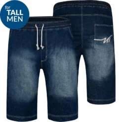 Uptheir Thrand TALL Elasticated Waist Denim Shorts -Dk Blue -Famous Menswear Store tumbnail 504e1c64 447d 47fa 9dcd 5e001e71c987