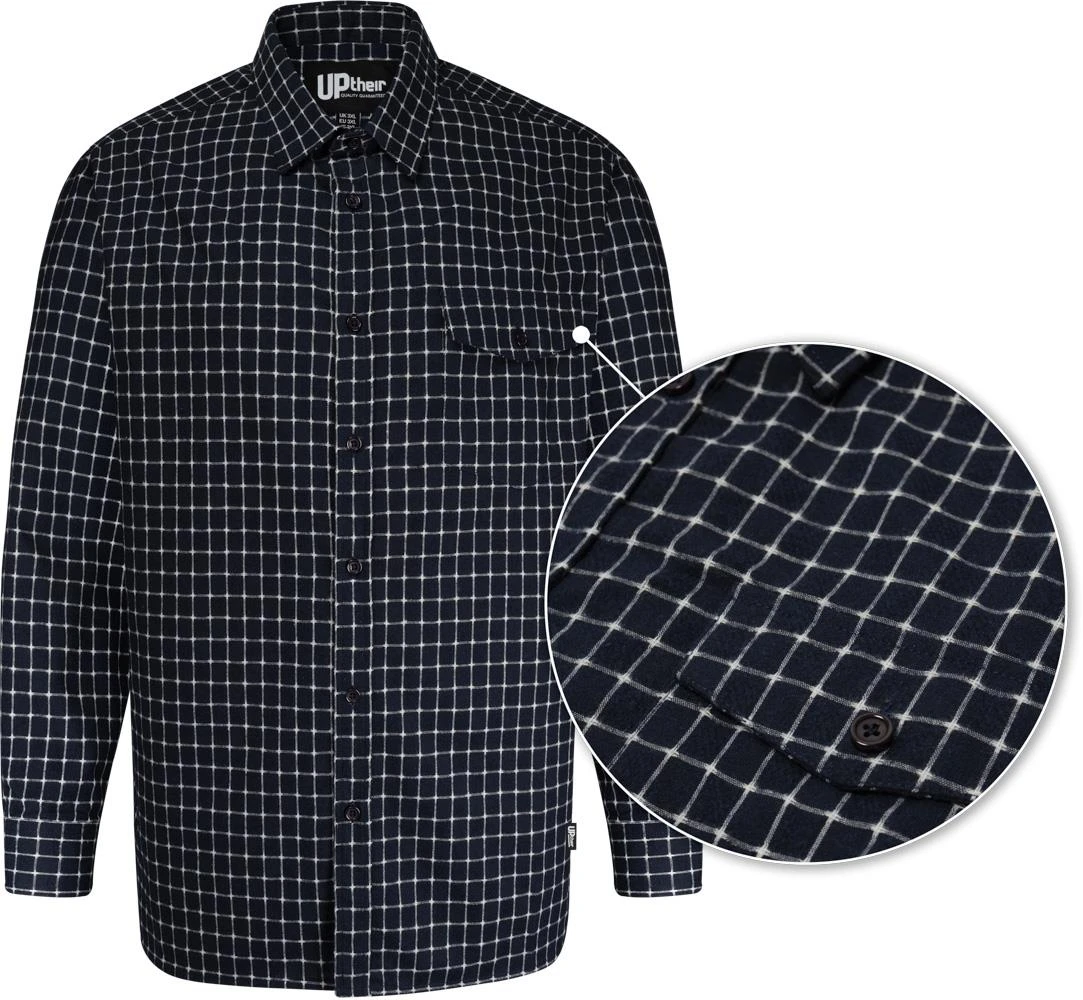 Uptheir Qin All Over Check Long Sleeve Shirt - Grey Navy 4 Uptheir Qin All Over Check Long Sleeve Shirt - Grey Navy - Image 2