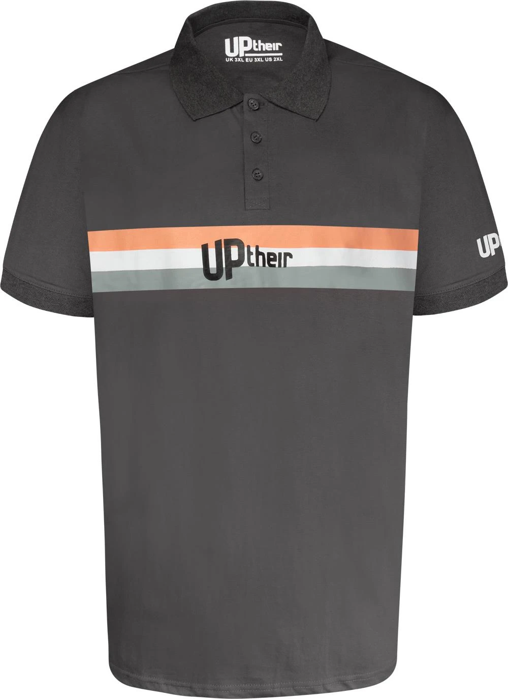 Uptheir Fully Logo Stripe Polo Shirt - Grey 4 Uptheir Fully Logo Stripe Polo Shirt - Grey - Image 2