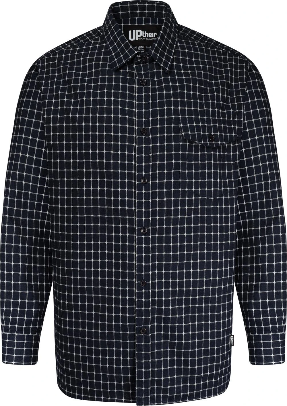 Uptheir Qin All Over Check Long Sleeve Shirt - Grey Navy 3 Uptheir Qin All Over Check Long Sleeve Shirt - Grey Navy