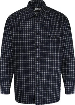 Uptheir Strickland All Over Check Long Sleeve Shirt - Grey Navy