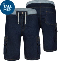 Uptheir Aragon TALL Ribbed Waistband Denim Shorts Dark Blue -Famous Menswear Store tumbnail 5689e0e5 4f12 4d3a 9ab3 edc28d317d98