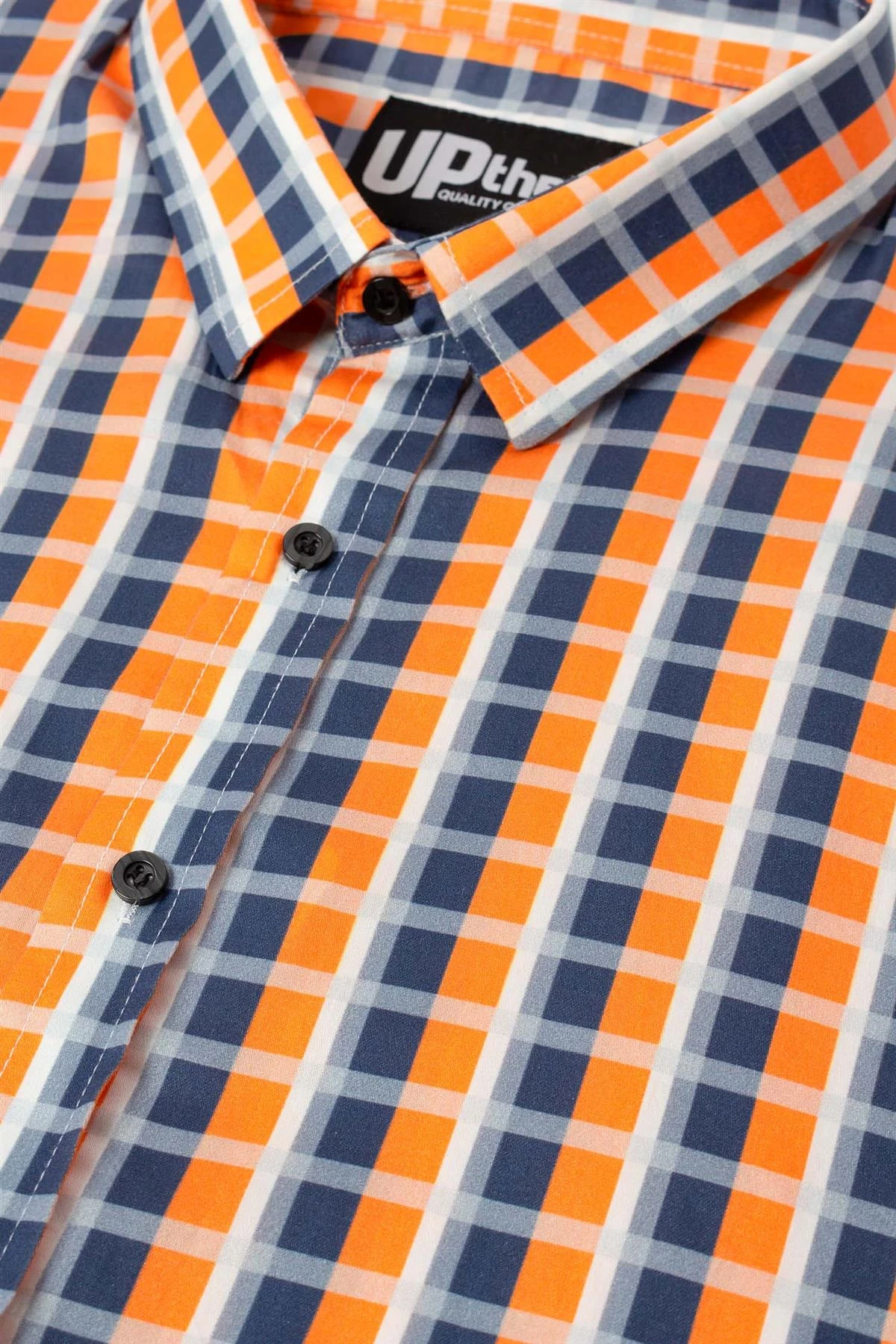 Uptheir Holmes Short Sleeve Checked Shirt - Orange 6 Uptheir Holmes Short Sleeve Checked Shirt - Orange - Image 4