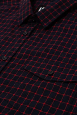 Uptheir Qin All Over Check Long Sleeve Shirt - Winery Navy -Famous Menswear Store tumbnail 5a099e5a 62f9 4357 b674 dfc197930568