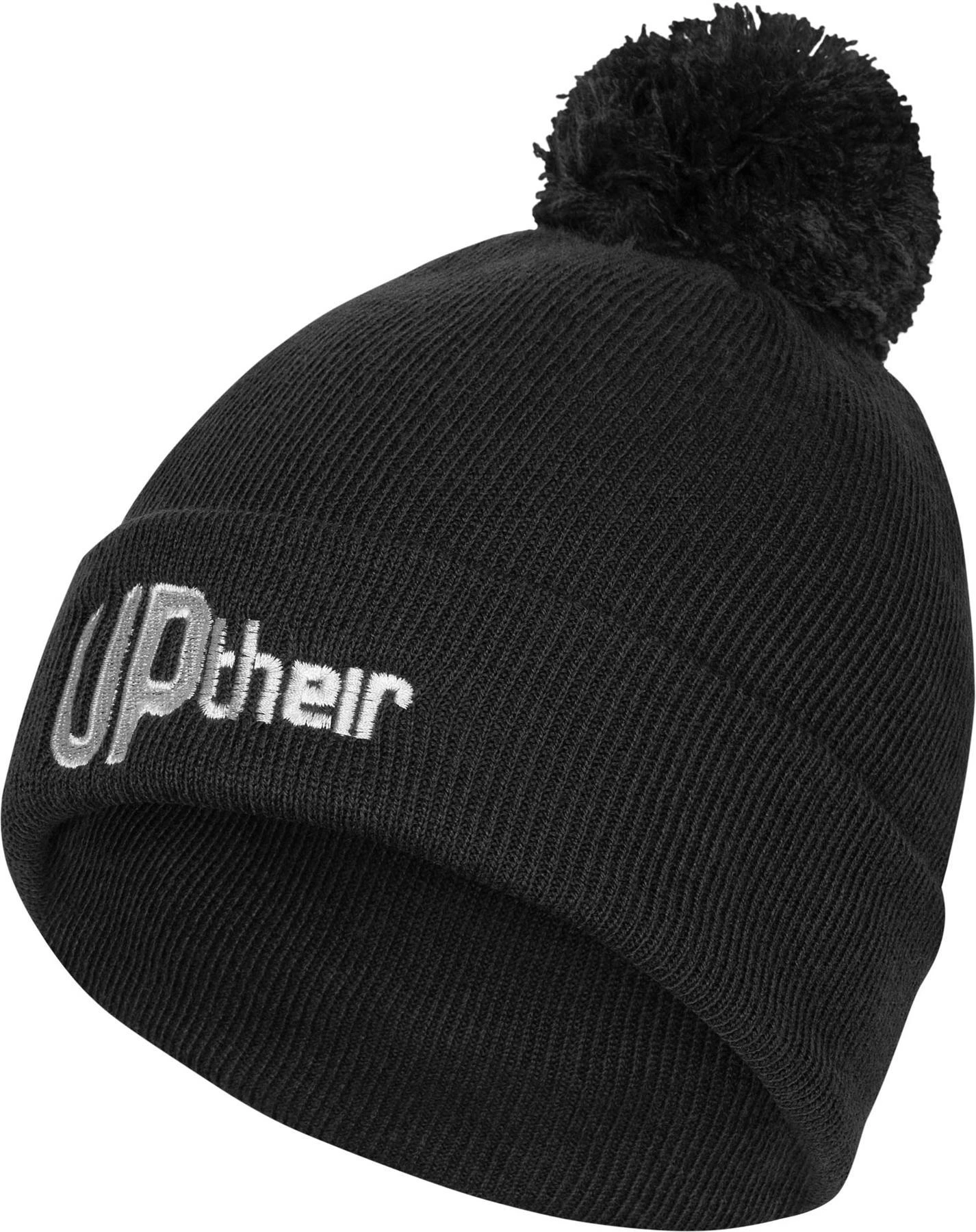 Uptheir Embroidered Logo Pom Pom Beanie - Graphite Grey 3 Uptheir Embroidered Logo Pom Pom Beanie - Graphite Grey