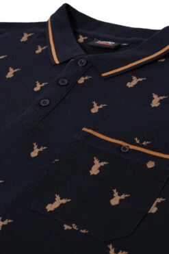 Espionage Stag Print Short Sleeve Polo Shirt - Navy -Famous Menswear Store tumbnail 65c573b1 337c 4a37 a6ba f9b5d904faf7