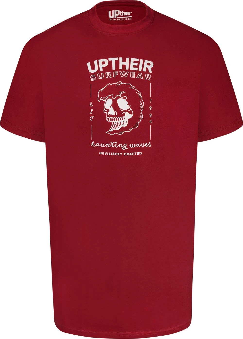 Uptheir Trent One Surfwear Print Crew Neck T-Shirt - Red 4 Uptheir Trent One Surfwear Print Crew Neck T-Shirt - Red - Image 2