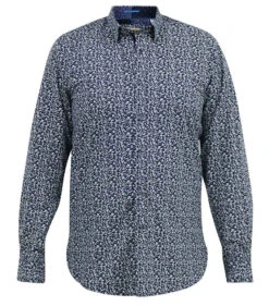 Duke D555 Larry All Over Floral Print Long Sleeve Shirt - Navy -Famous Menswear Store tumbnail 697460da 4646 4ebc 8b4d eb2bb27f4b2b