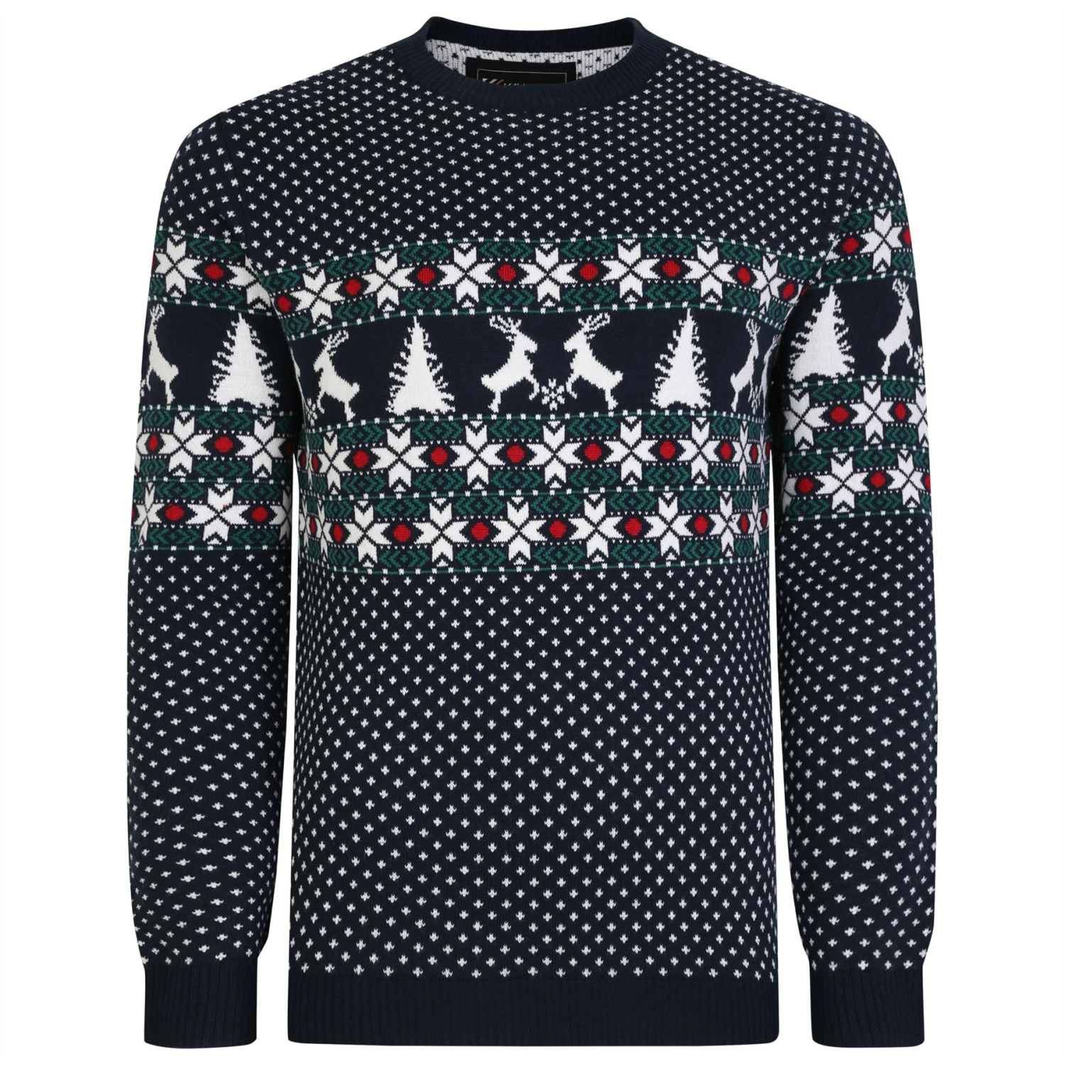 Kam Reindeer Festive Crew Neck Christmas Jumper - Navy 3 Kam Reindeer Festive Crew Neck Christmas Jumper - Navy