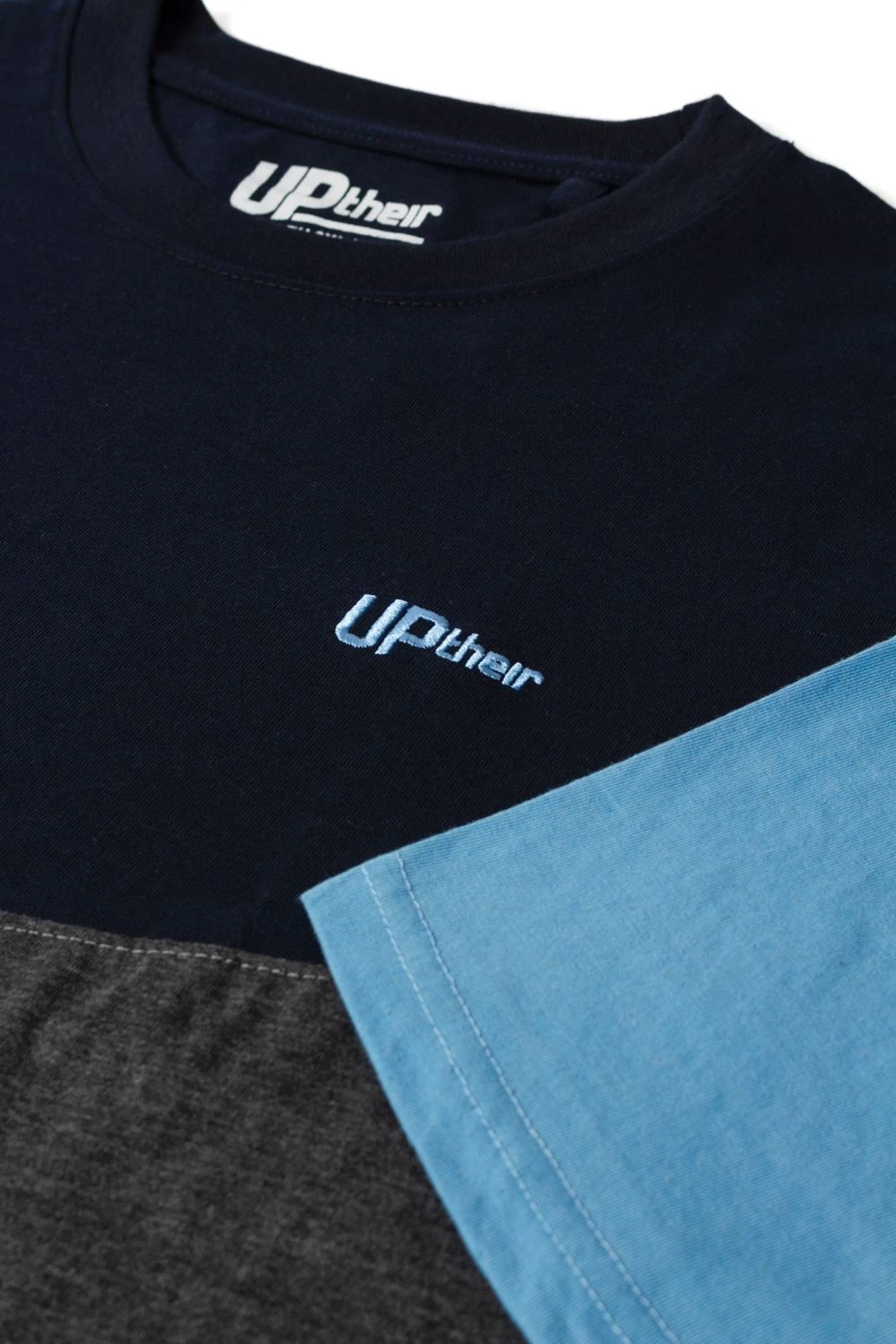 Uptheir Cube Crew Neck Colour Block T-Shirt - Navy 5 Uptheir Cube Crew Neck Colour Block T-Shirt - Navy - Image 3