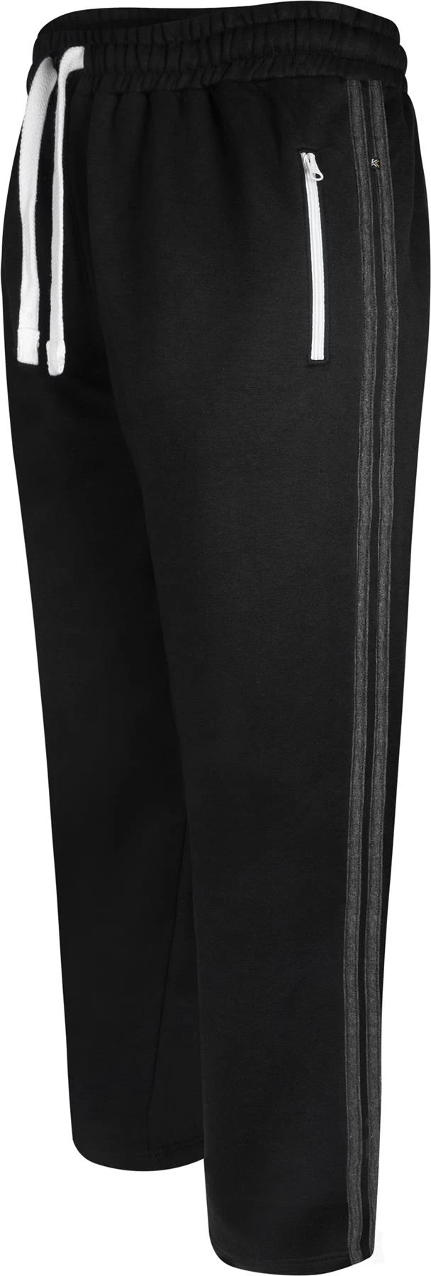 Kam Open Hem Striped Joggers - Black 3 Kam Open Hem Striped Joggers - Black