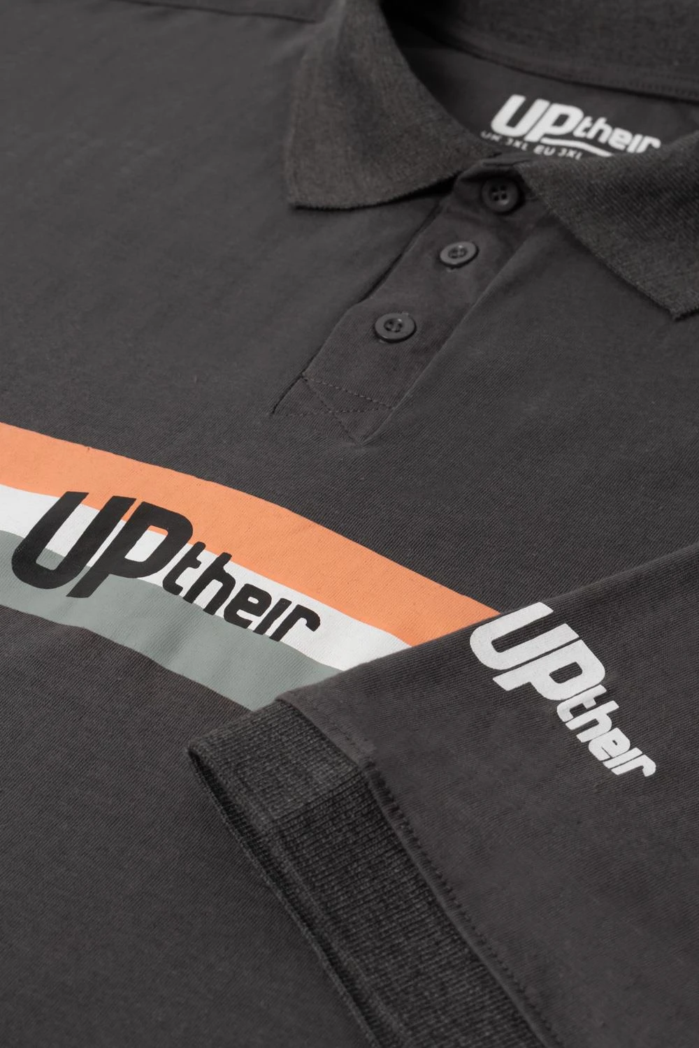 Uptheir Fully Logo Stripe Polo Shirt - Grey 5 Uptheir Fully Logo Stripe Polo Shirt - Grey - Image 3