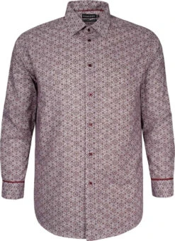 Double Two Long Sleeved Geometric Print Shirt - Burgundy