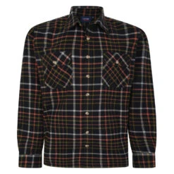 Espionage Long Sleeve Checked Over Shirt - Black Multi