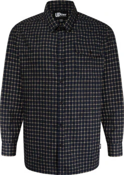 Uptheir Strickland All Over Check Long Sleeve Shirt - Navy Yellow