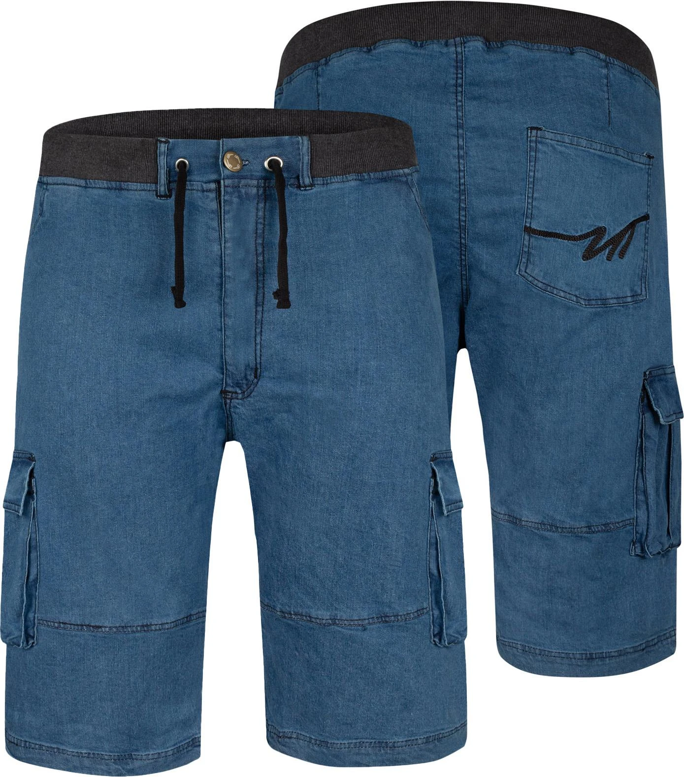 Uptheir Arwen TALL Ribbed Waistband Denim Shorts - Blue Wash 3 Uptheir Arwen TALL Ribbed Waistband Denim Shorts - Blue Wash