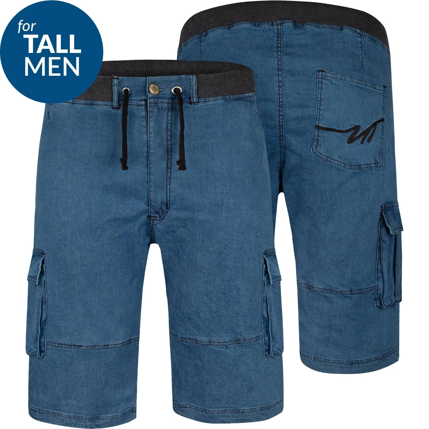 Uptheir Arwen TALL Ribbed Waistband Denim Shorts - Blue Wash 4 Uptheir Arwen TALL Ribbed Waistband Denim Shorts - Blue Wash - Image 2