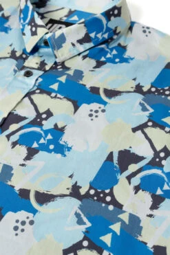 Uptheir Arderin Abstract Patterned SS Shirt - Blue -Famous Menswear Store tumbnail 8633a244 fb7d 46ac b65f aef5da63acb6