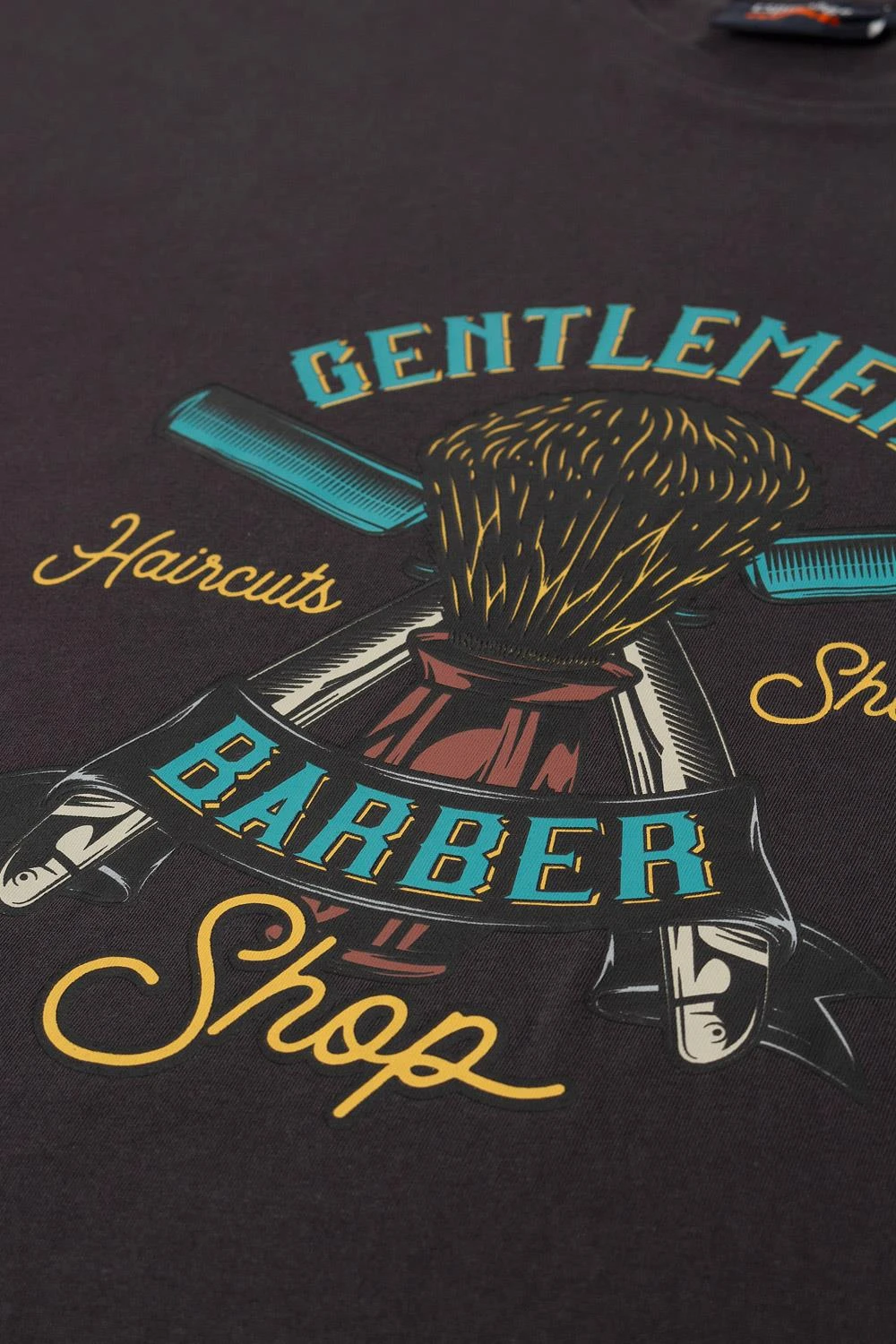 Espionage Gentlemen Barber Graphic Print T-Shirt - Charcoal 5 Espionage Gentlemen Barber Graphic Print T-Shirt - Charcoal - Image 3