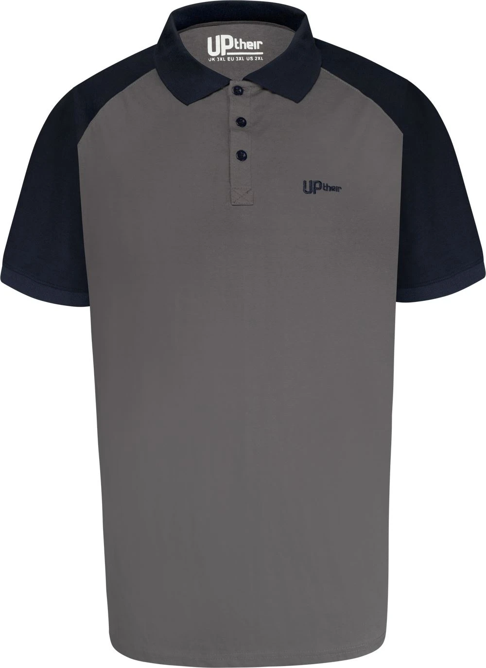 Uptheir Bexx Raglan Contrast Sleeve Polo Shirt - Grey 4 Uptheir Bexx Raglan Contrast Sleeve Polo Shirt - Grey - Image 2