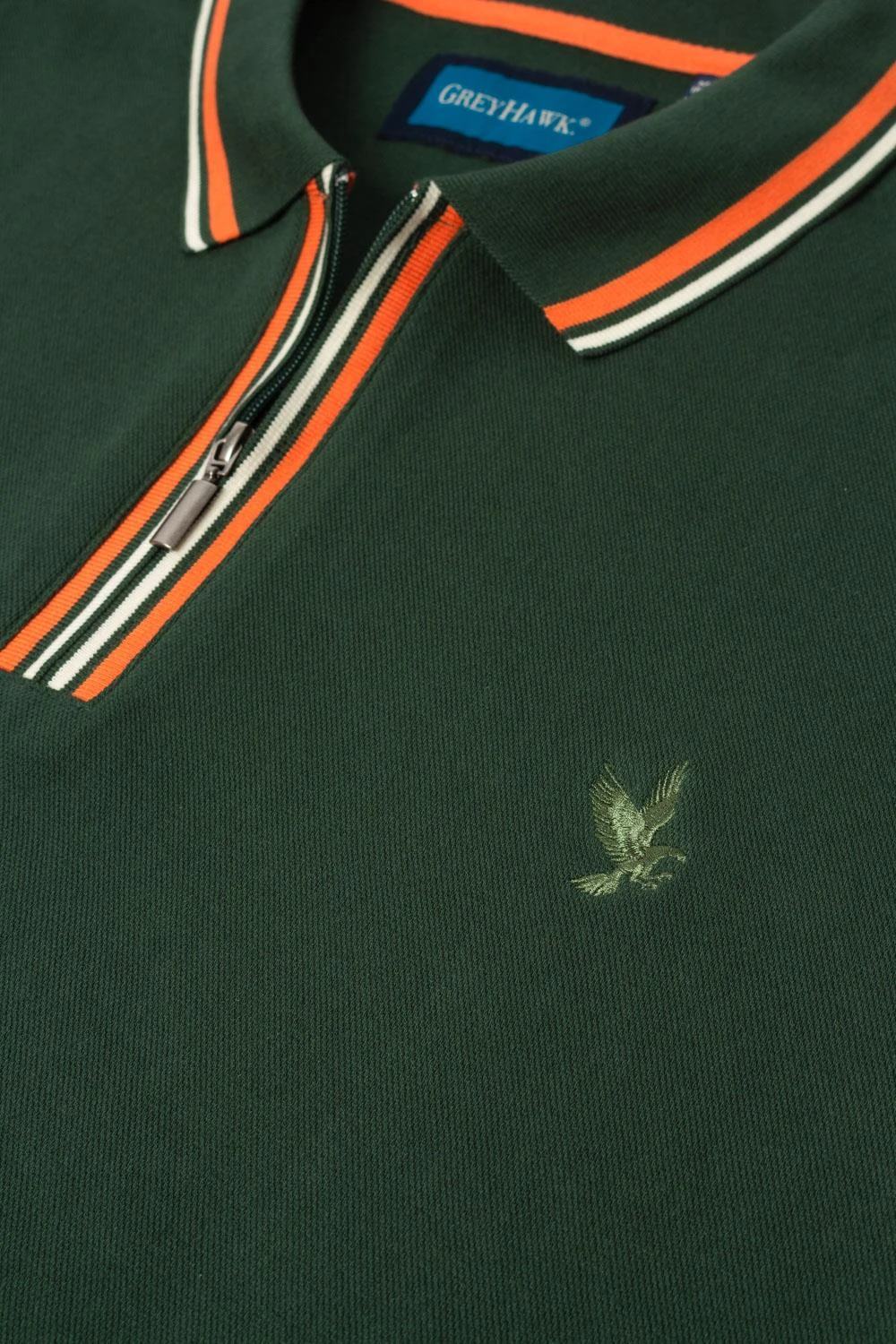 Grey Hawk TALL Taping Zip Collar Polo Shirt - Green 5 Grey Hawk TALL Taping Zip Collar Polo Shirt - Green - Image 3