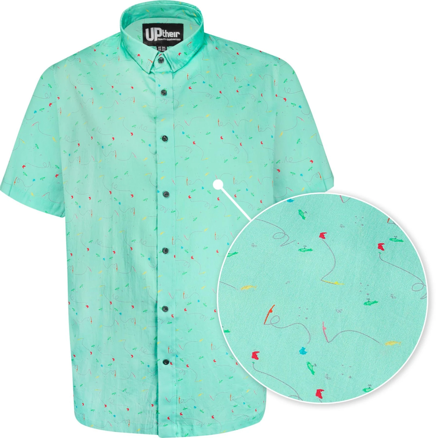 Uptheir Scafell Fishing Print Short Sleeve Shirt - Green 4 Uptheir Scafell Fishing Print Short Sleeve Shirt - Green - Image 2