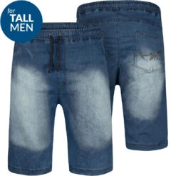 Uptheir Thrand TALL Elasticated Waist Denim Shorts -Dk Wash -Famous Menswear Store tumbnail 8b0d5900 7e40 4e92 8059 7e56e4c99ecf