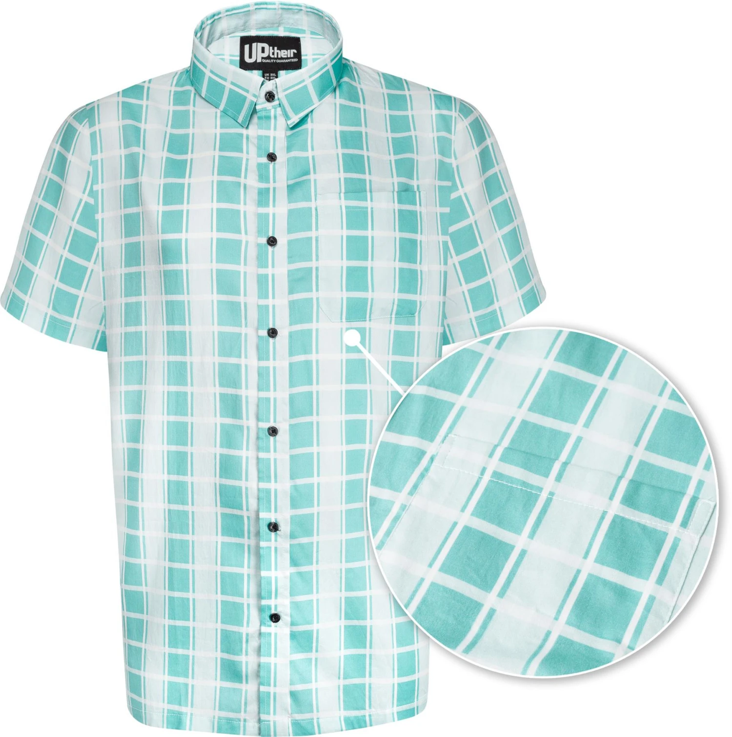 Uptheir Tarpourley SS Pocket Checked Shirt - Green 4 Uptheir Tarpourley SS Pocket Checked Shirt - Green - Image 2