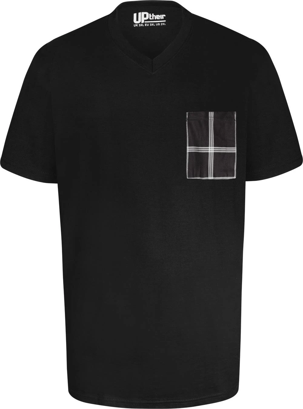 Uptheir Kenobi Check Print V-Neck SS Pyjama Set - Black 3 Uptheir Kenobi Check Print V-Neck SS Pyjama Set - Black